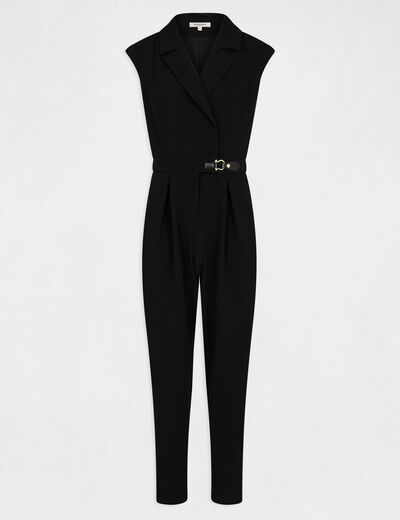 Waisted jumpsuit with buckle detail black ladies'