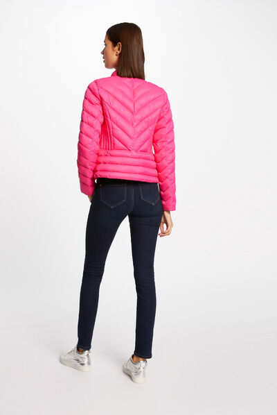 Straight zipped padded jacket fuchsia ladies'