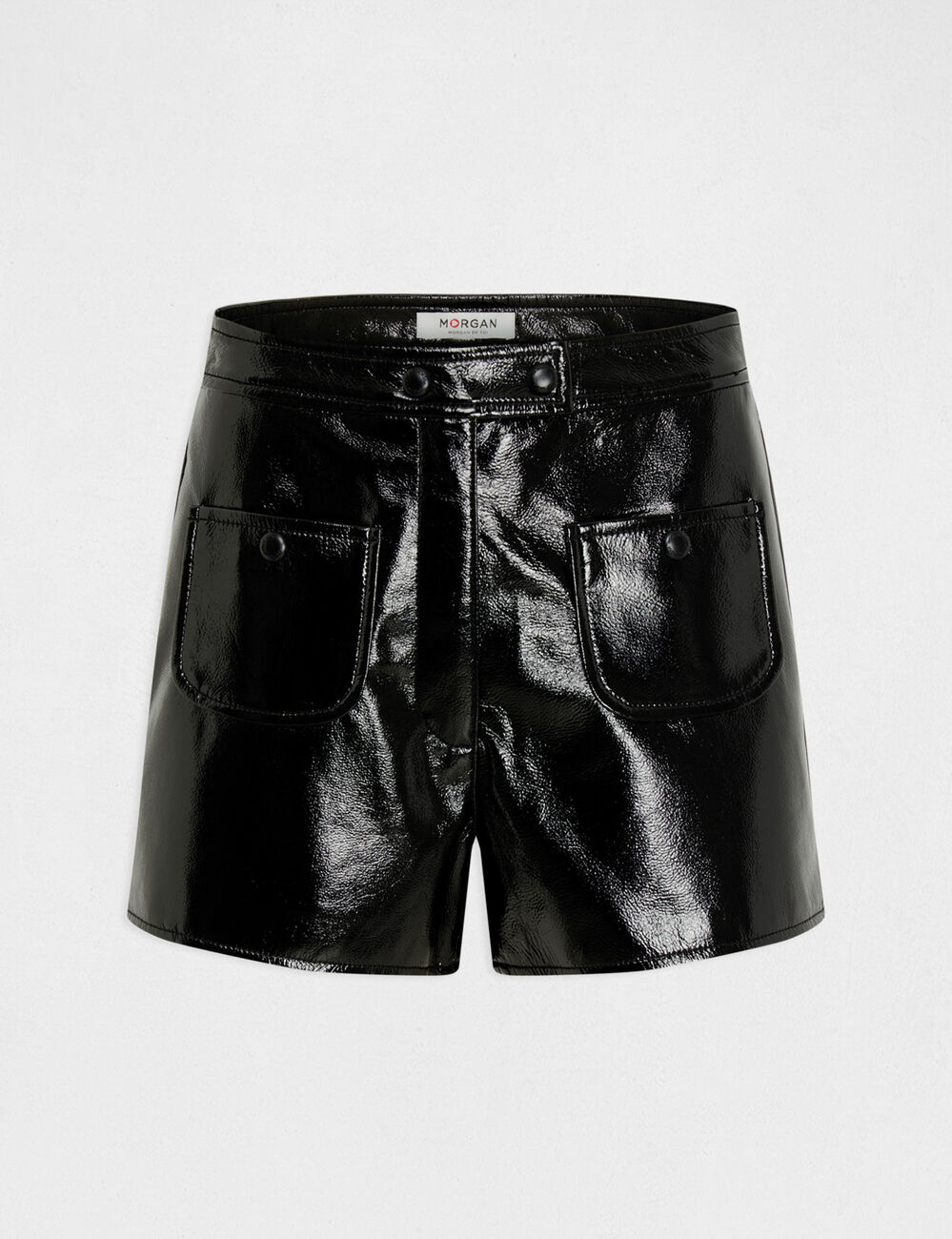 Vinyl straight shorts black women