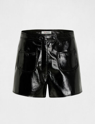 Vinyl straight shorts black ladies'