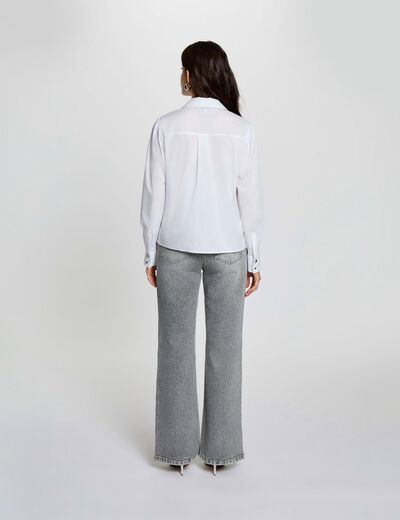 High-waisted wide-leg jeans denim snow grey women