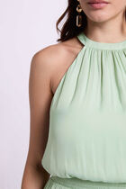 Short high neck dress pastel green women