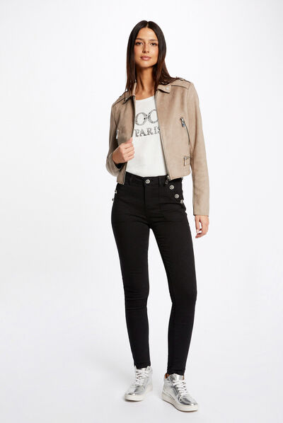 Straight jacket with suede effect  ladies'