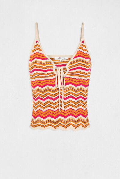 Jumper vest top chevron print orange ladies'