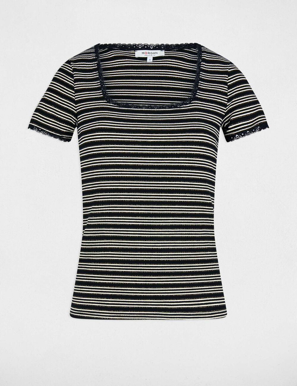 Striped short-sleeved t-shirt black women