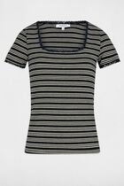 Striped short-sleeved t-shirt black women