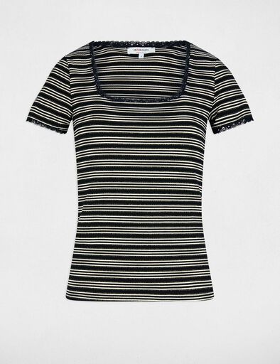 striped short sleeved t shirt black women Striped short-sleeved t-shirt black women