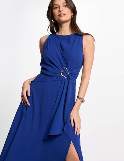 Maxi loose A-line dress electric blue women