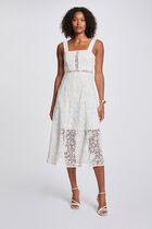 A-line midi lace dress white women