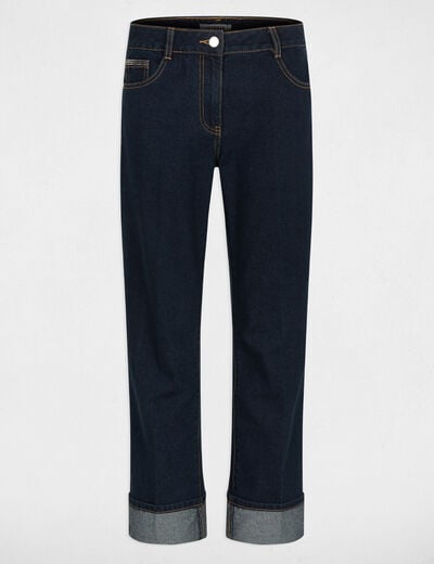 Straight jeans with rhinestones raw denim women