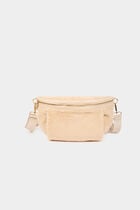 Sac banane fausse fourrure ivoire femme