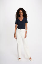 Fitted v-neck t-shirt navy blue women