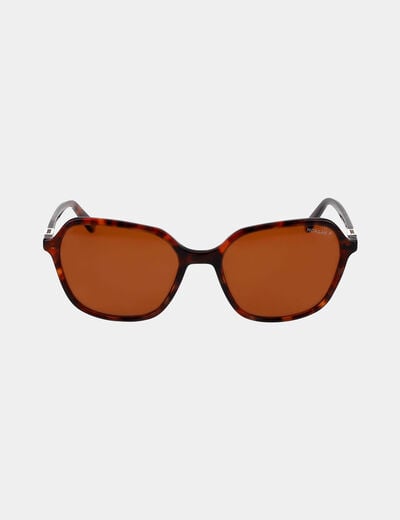 Hexagonal sunglasses brown women