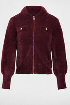 Long-sleeved cardigan with lapel collar plum women