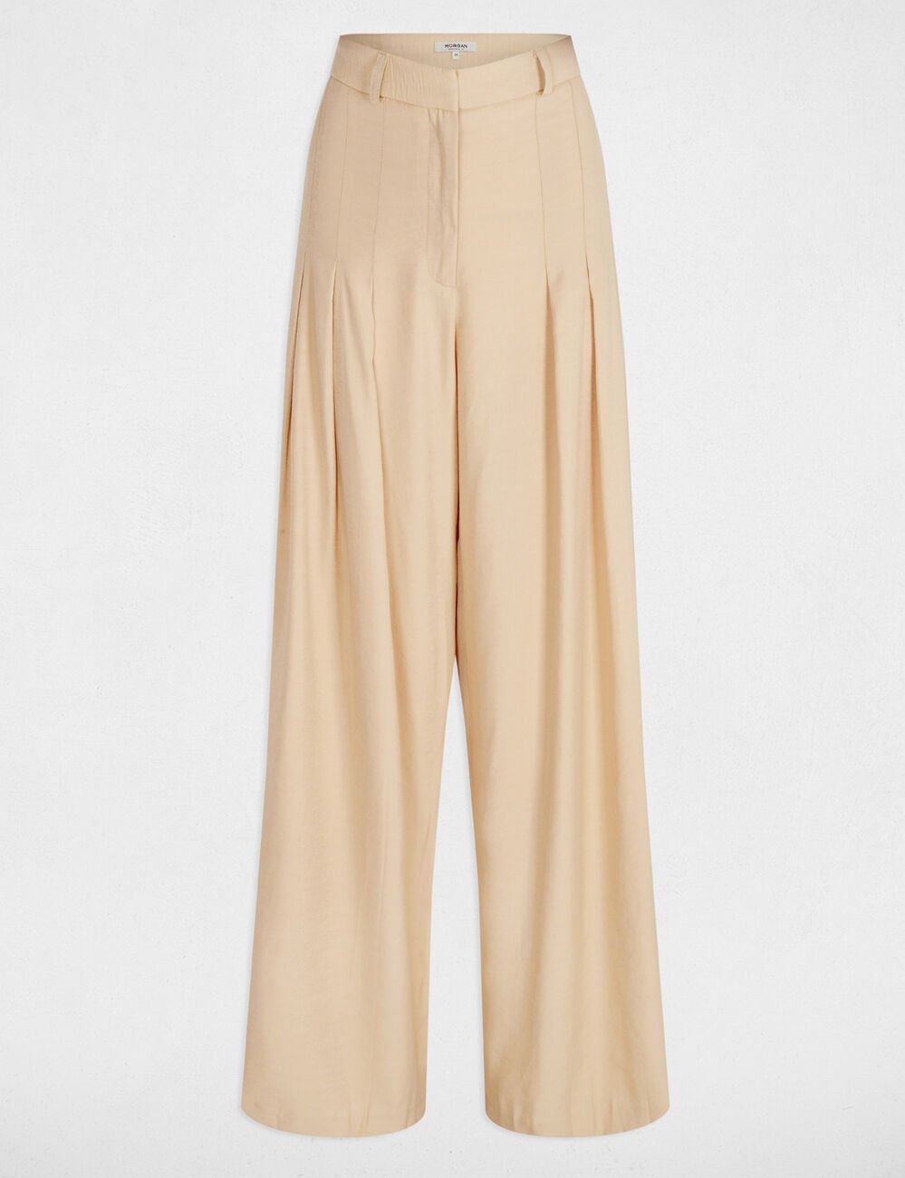 Wide leg trousers with darts cream women