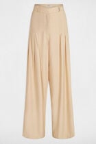 Wide leg trousers with darts cream women