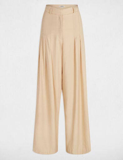 Wide leg trousers with darts cream women
