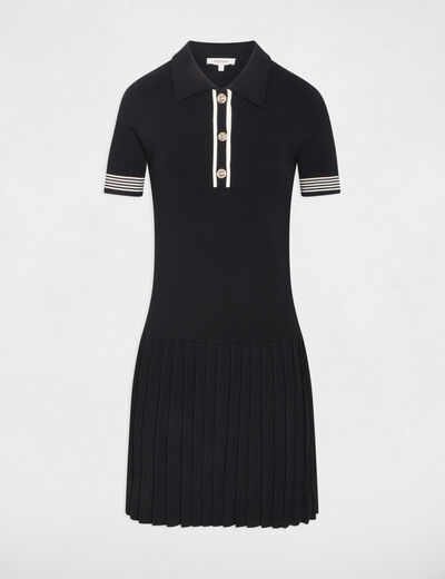 Short dress with polo collar black women