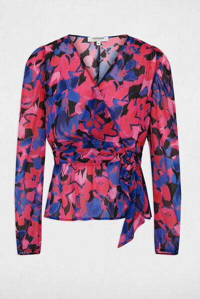 Wrap-over top floral print multico ladies'