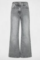 High-waisted wide-leg jeans denim snow grey women