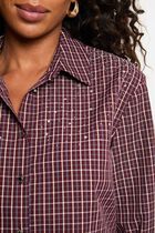 Checked shirt with rhinestones bordeaux women