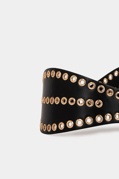 Belt with eyelets black ladies'
