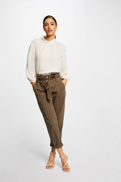 Cropped belted peg trousers  ladies'