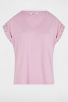 Short-sleeved t-shirt studs pastel pink women