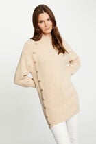 Mid-length jumper with long sleeves beige women