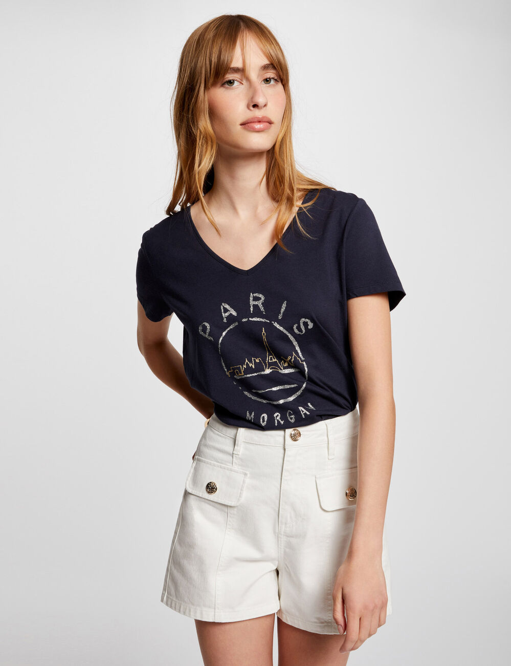 T-shirt with message navy women