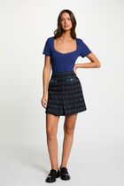 Fitted t-shirt with heart neckline navy blue women