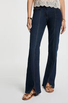 Bootcut jeans with slits raw denim women