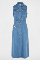 Robe midi trapèze en jean denim stone femme