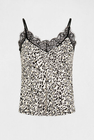 Vest top with lace and animal print multico ladies'