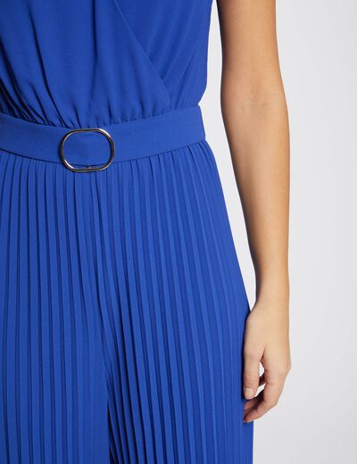 Loose jumpsuit with pleated legs electric blue ladies'