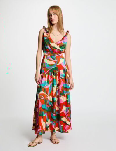 Printed maxi straight dress multicolor women