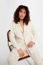 Blazer rayé beige femme