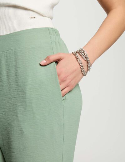 Loose wide leg trousers light green women