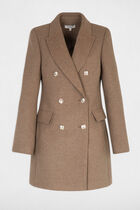 Mi-length coat with buttons taupe women