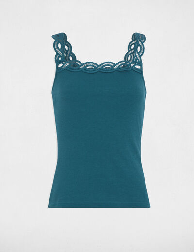 Vest top wide straps petroleum blue women