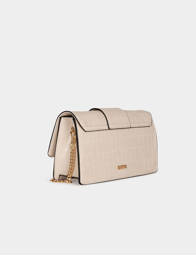 Satchel bag croc effect ivory ladies'