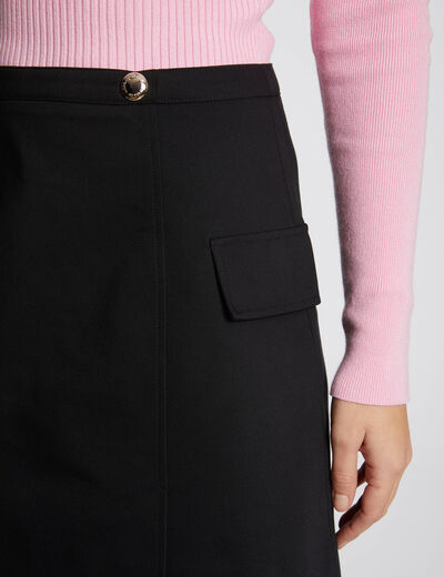 A-line skirt with flap pockets black ladies'