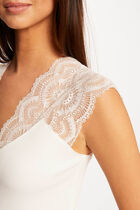 Short-sleeved t-shirt with lace ivory women