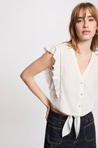 Tied shirt with v-neck white women