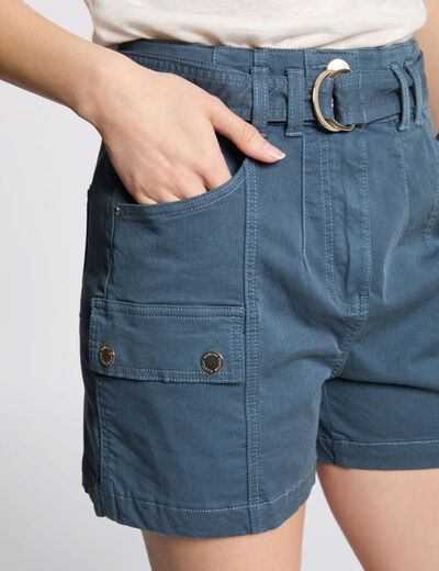 Belted cargo shorts petroleum blue women