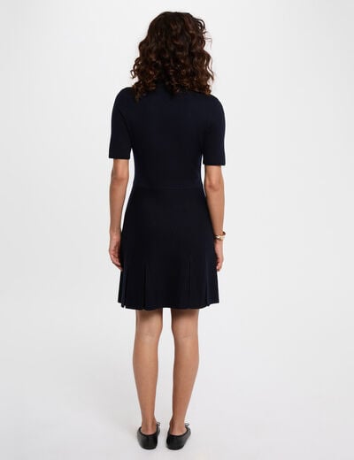 Short trapeze dress navy blue women