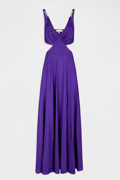 Maxi A-line dress with openings dark purple ladies'
