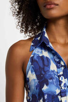 Robe courte évasée imprimée multicolore femme