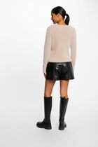 Long-sleeved jumper with V-neck light pink women