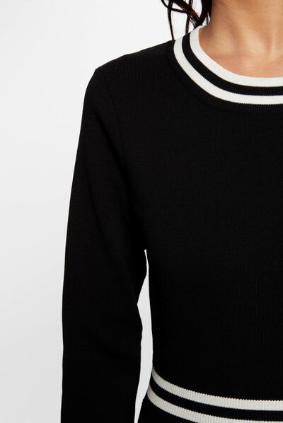 Fitted jumper dress with buttons black ladies'